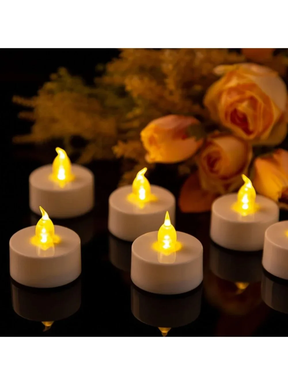 200 Flameless LED Tea Light Candles - Flickering, Long-Lasting, Warm Yellow Glow